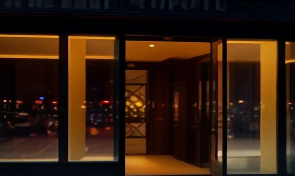 Vitrine interactive d'un magasin le soir