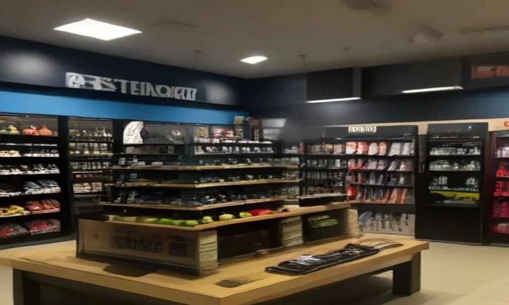 Jeu sportif sur grand écran en boutique