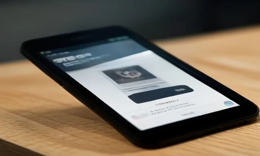 Smartphone avec quiz sur une table de café