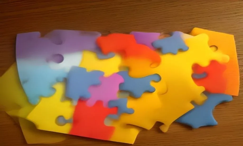 Pièces de puzzle colorées sur une table de réunion